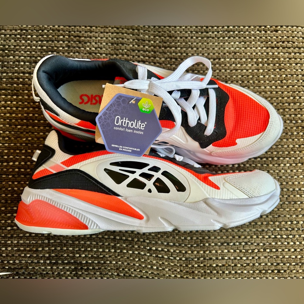 ASICS Red, White, and Black Athletic Shoes